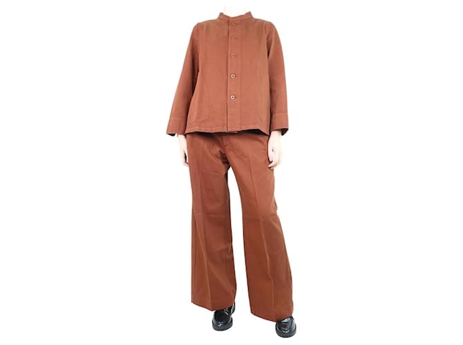 Autre Marque Braunes Set aus Hose und Hemd mit weitem Bein – Größe UK 10 Baumwolle  ref.1129070