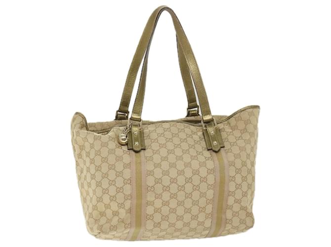GUCCI GG Canvas Sherry Line Tote Bag Beige Gold pink 139260 auth 58045 Golden  ref.1129108