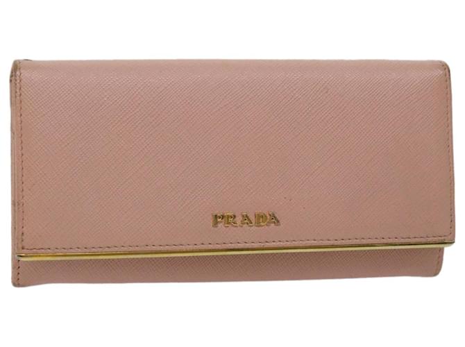 Saffiano PRADA Long Wallet Safiano Leather Pink Auth 57080  ref.1129110