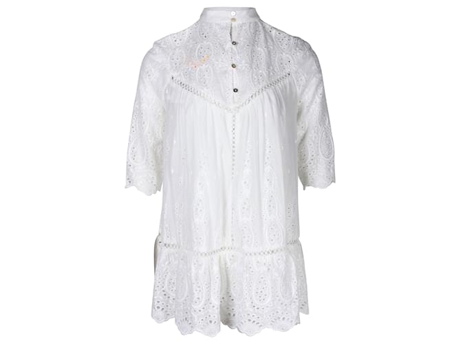 Blusa com painéis Zimmermann Ticking em algodão branco  ref.1129249