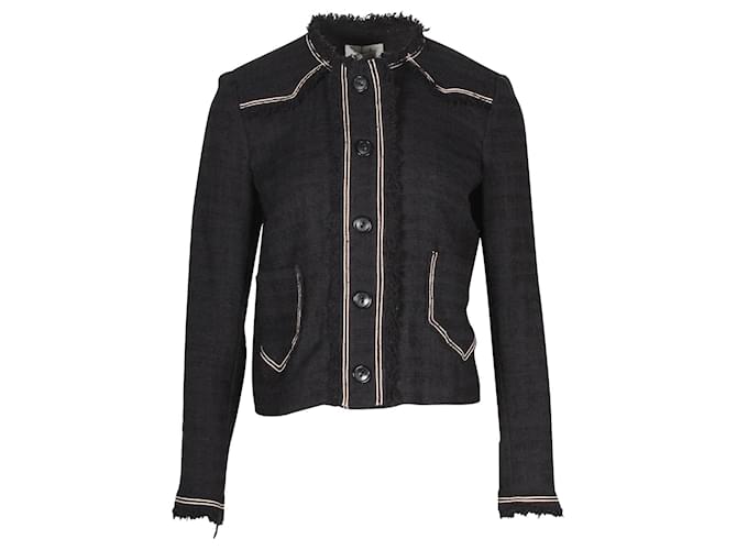 Isabel Marant Etoile Ferris Fringed Tweed Jacket in Black Cotton  ref.1129291