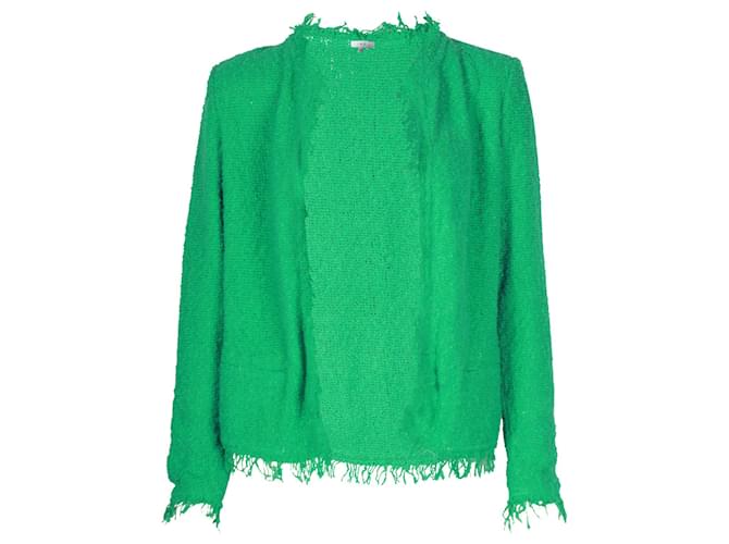 Iro Shavani Fringe Boucle Jacket in Green Cotton  ref.1129293