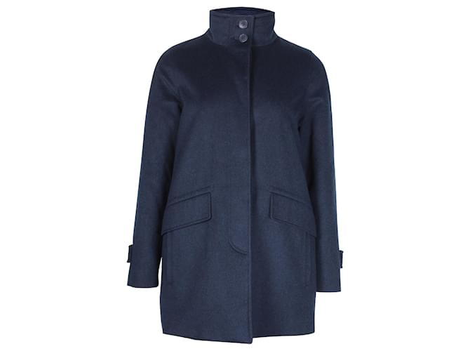Loro Piana Funnel-Neck Over Coat in Blue Cashmere Wool  ref.1129296