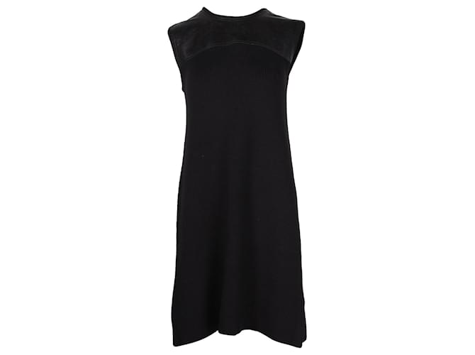 Chloé Leather Detail Mini Dress in Black Wool  ref.1129297