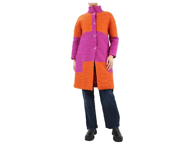 Bottega Veneta Abrigo mezcla lana bicolor morado y naranja - talla UK 12 Púrpura  ref.1129340