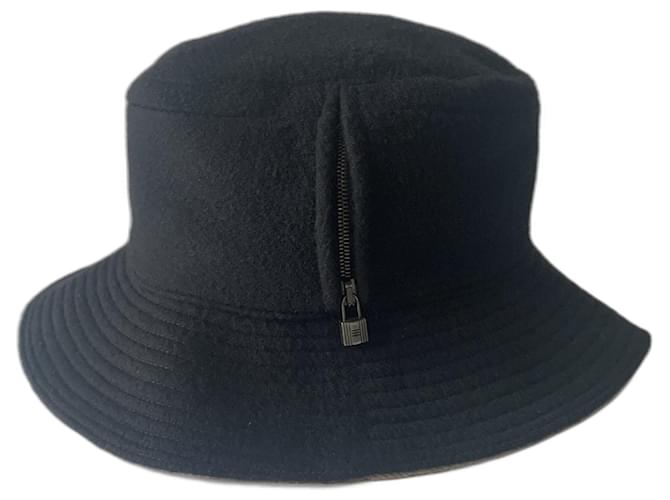 Hermès Sombreros Negro Cachemira Metal  ref.1129343