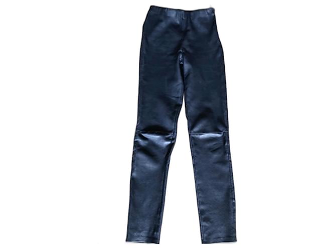 Navy leather leggings Uterque T.S Navy blue Cotton Elastane  ref.1129349