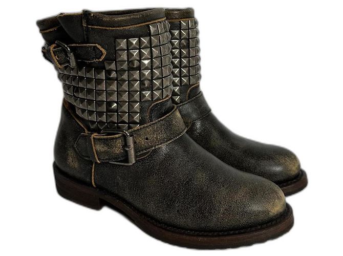 Botas Biker Trash de piel Ash Multicolor