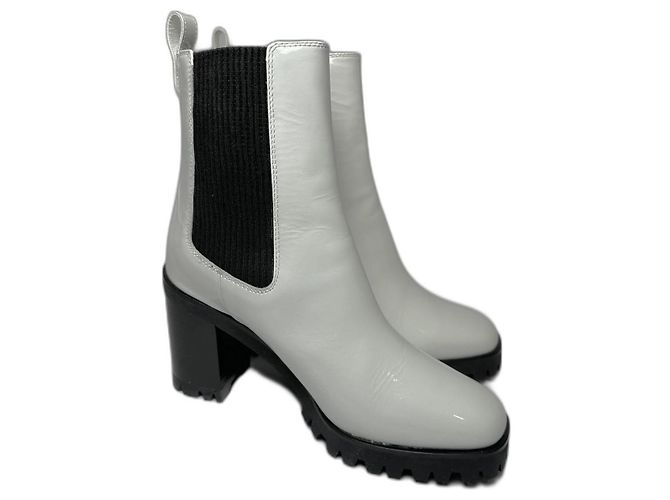Botines Longchamp de charol blanco 36