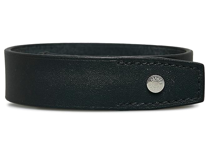 Bracelet en cuir noir Hermès Veau façon poulain  ref.1129398