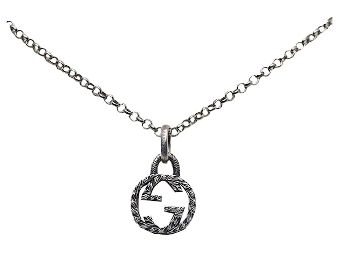 Gucci Silver Interlocking G Necklace Silvery Metal  ref.1129426
