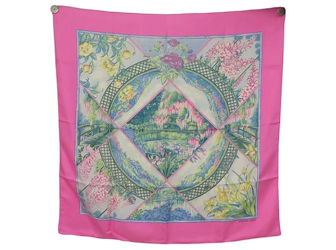 Hermès HERMES GIVERNY BOUTHOUMIEUX SQUARE SCARF 90 IN PARMA SILK SILK SCARF Pink  ref.1129682
