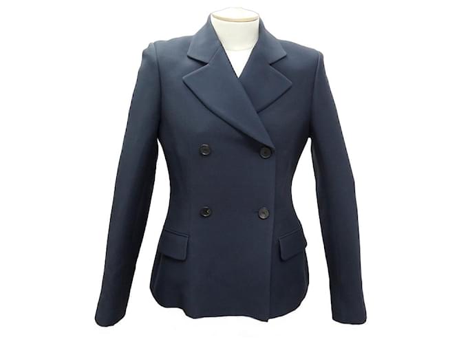 Christian Dior NEW DIOR BAR lined BREASTED SUIT JACKET 041V19to1166 M 38 VEST Navy blue Leather  ref.1129762