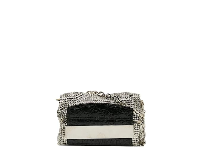 Jimmy Choo Crystal Embellished Chain Shoulder Bag Silvery Leather Pony-style calfskin  ref.1129837