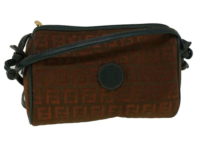 FENDI Zucchino Canvas Shoulder Bag Brown Green Auth 57556 Cloth  ref.1130124