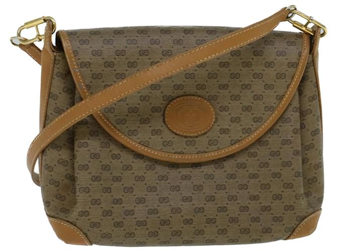 GUCCI Micro GG Canvas Shoulder Bag PVC Leather Beige Auth th4136  ref.1130142