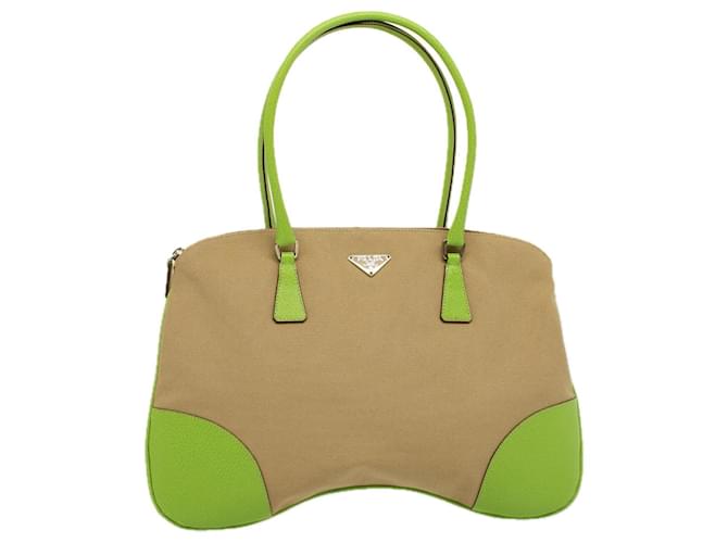 Triangle leather handbag Prada Green in Leather - 28088723