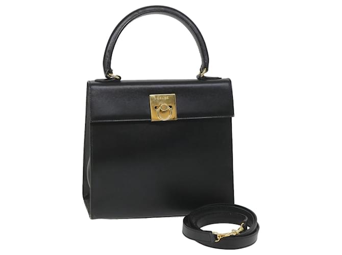 Céline CELINE Hand Bag Leather 2way Black Auth hk901  ref.1130240
