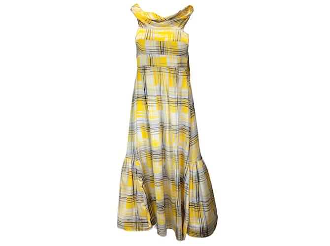 Autre Marque Silvia Tcherassi Brownea Yellow Multi Printed Silk Midi Dress  ref.1130528