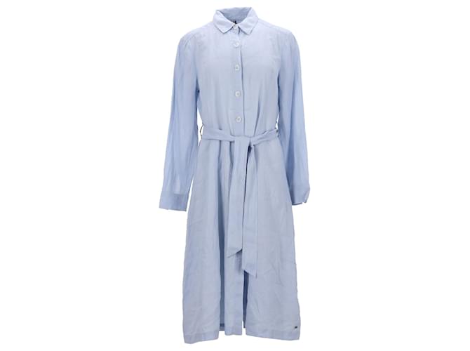 Vestido camisa feminino Essential Linen Tommy Hilfiger em linho azul claro  ref.1130756