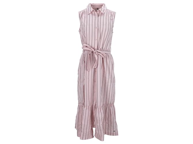 Tommy Hilfiger Womens Sleeveless Stripe Midi Shirt Dress Pink Cotton  ref.1130758