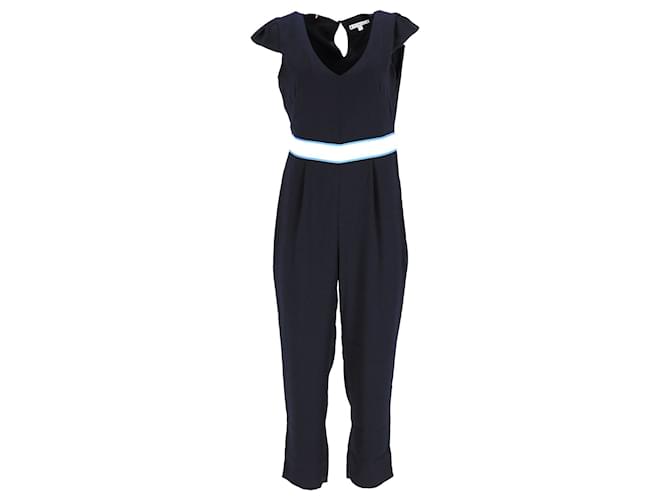 Tommy Hilfiger Womens V Neck Cap Sleeve Jumpsuit in Navy Blue Polyester  ref.1130760