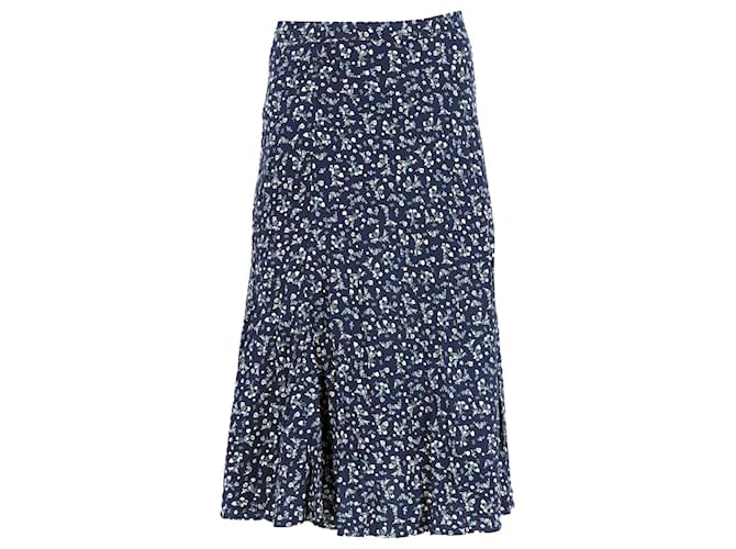 Tommy Hilfiger Womens Ditsy Floral Print Viscose Midi Skirt Blue Cellulose fibre  ref.1130762