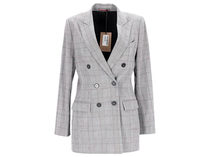 Tommy Hilfiger Womens Checked lined Breasted Blazer Grey Polyester  ref.1130794