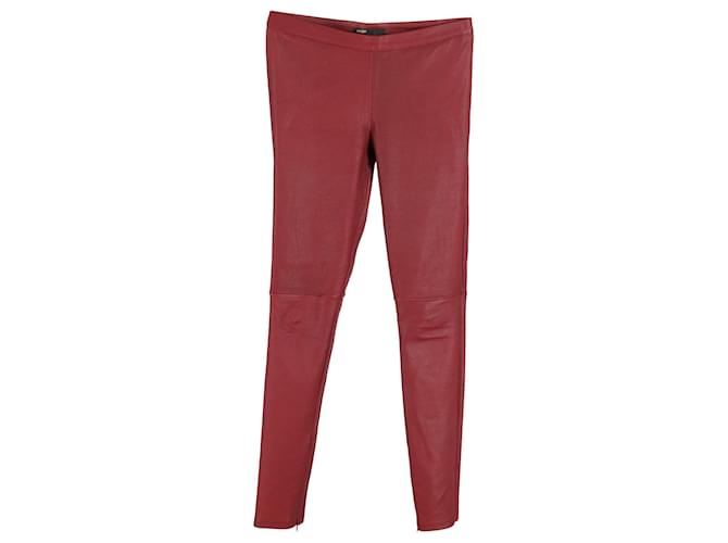 Maje Slim Pants in Red Leather  ref.1130811