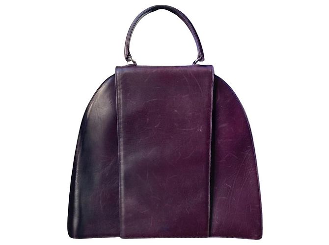 Bolsa de documentos Fausto Santini em couro roxo escuro