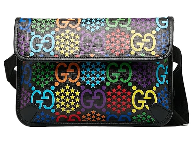 Gucci Black GG Supreme Psychedelic Belt Bag Leather Cloth Pony-style calfskin Cloth  ref.1130926
