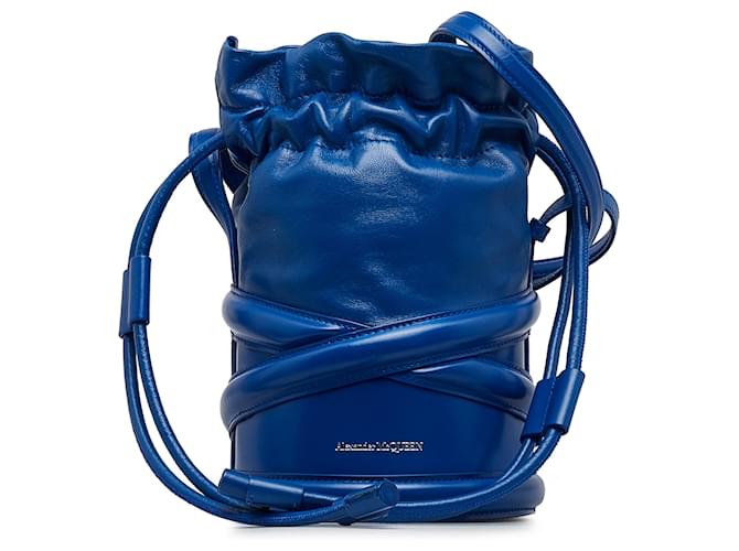 Alexander McQueen Blue Small The Curve Bucket Bag Leather Pony-style calfskin  ref.1130938