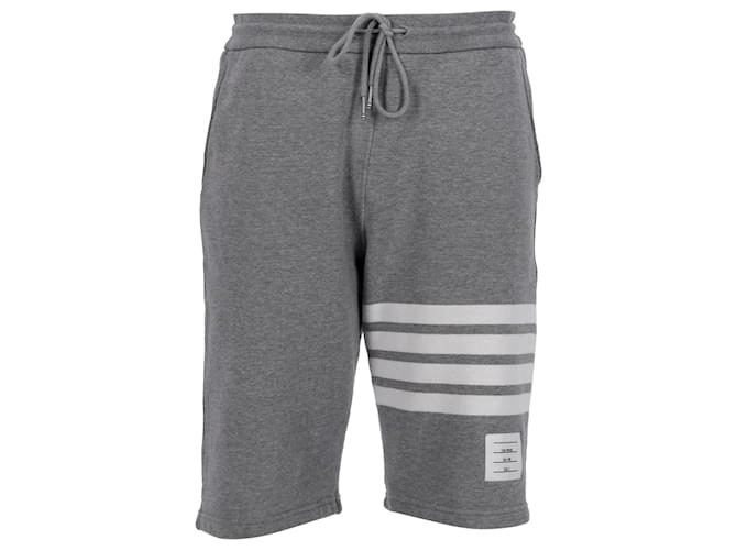 Thom Browne 4-Bar Loopback-Shorts aus grauer Baumwolle  ref.1131199