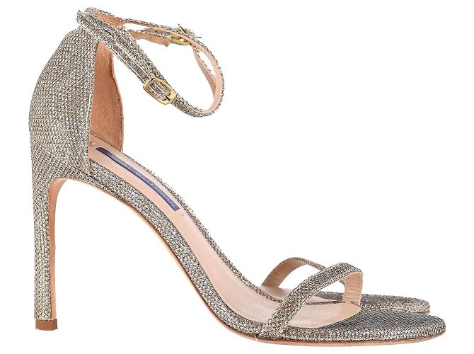Stuart Weitzman Nudist Sandals in Gold Synthetic Golden Metallic