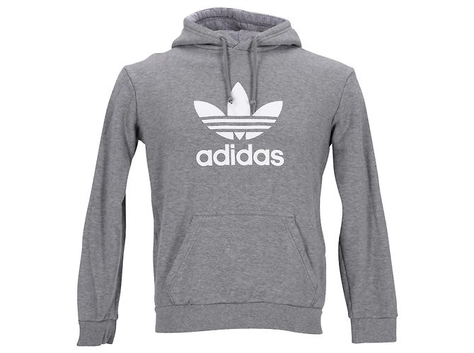 Autre Marque Adidas Logo Hoodie aus grauer Baumwolle