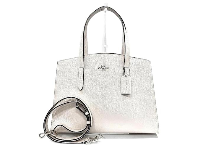 Coach Borsa Charlie Carry All in ottime condizioni Bianco Pelle  ref.1131251