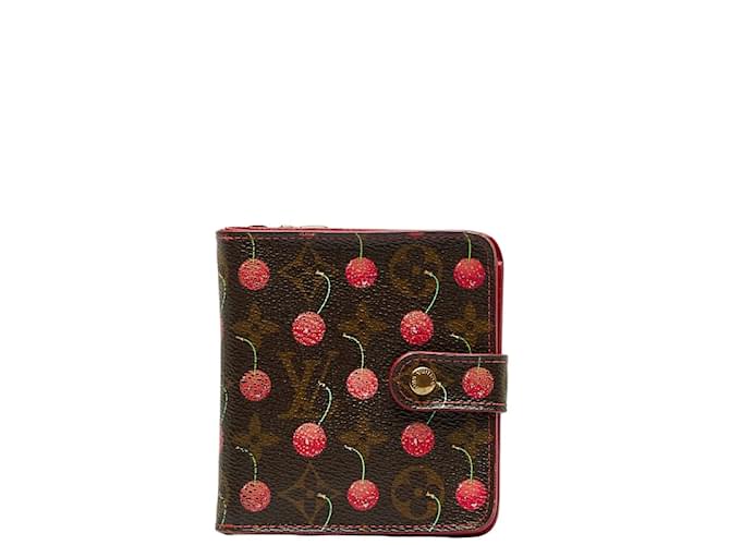 Louis Vuitton Monogram Cherry Bifold Carteira Compacta Lona Carteira Curta M95005 em boa condição Marrom  ref.1131274