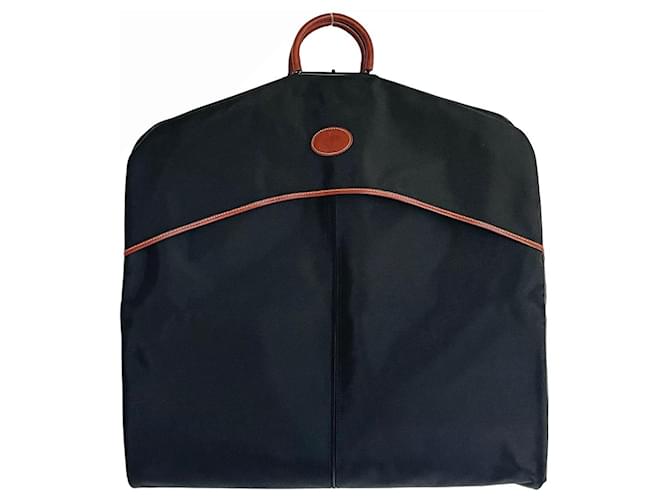 Longchamp Porte-habits Black Cognac Leather Cloth  ref.1131478