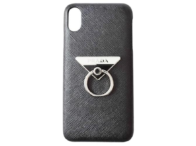 Prada Iphone case Black Leather  ref.1131488