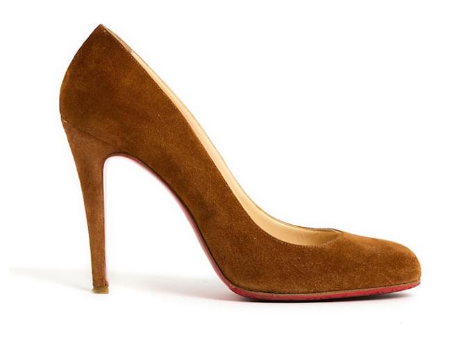 Christian Louboutin Fifi 100 Camel Suede EU39.5 Daim Caramel  ref.1131550