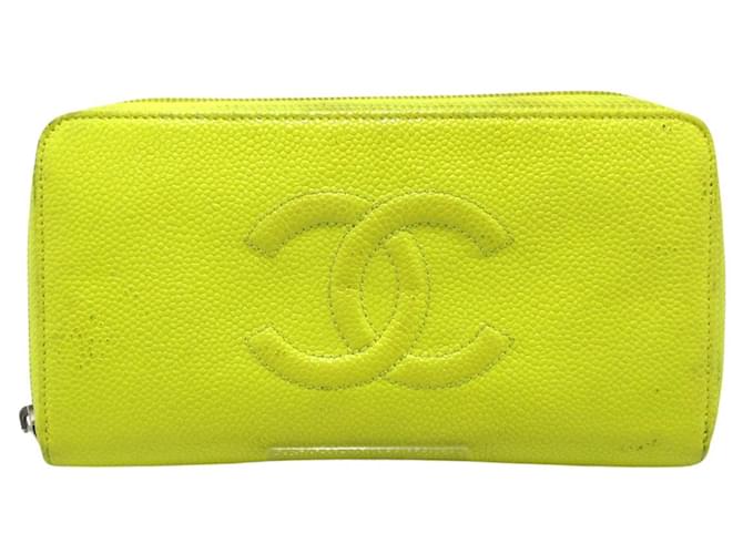 Chanel Logo CC Amarelo Couro  ref.1131628