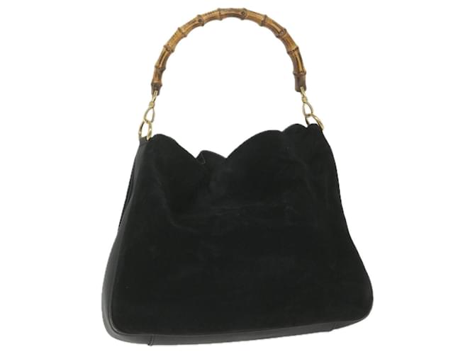 GUCCI Bamboo Shoulder Bag Suede Black 0012058 1577 0 Auth ac2295  ref.1131708