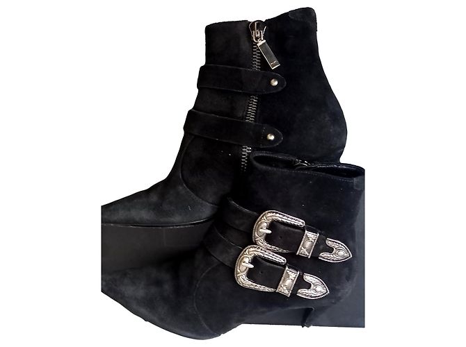 Botines Saint Laurent Charlotte 55 Ante Negro