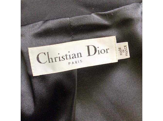 Christian Dior Conjunto de traje de dos piezas de falda y chaqueta de crepé de seda con cinturón negro  ref.1132009