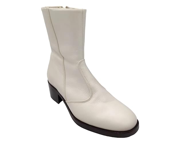 Autre Marque Zadig & Voltaire White Leather Ankle Boots  ref.1132011