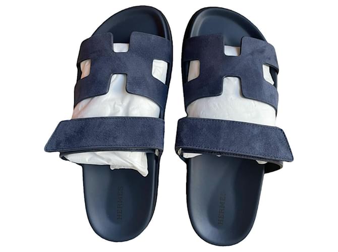 Hermès Sandals Blue Leather  ref.1132038