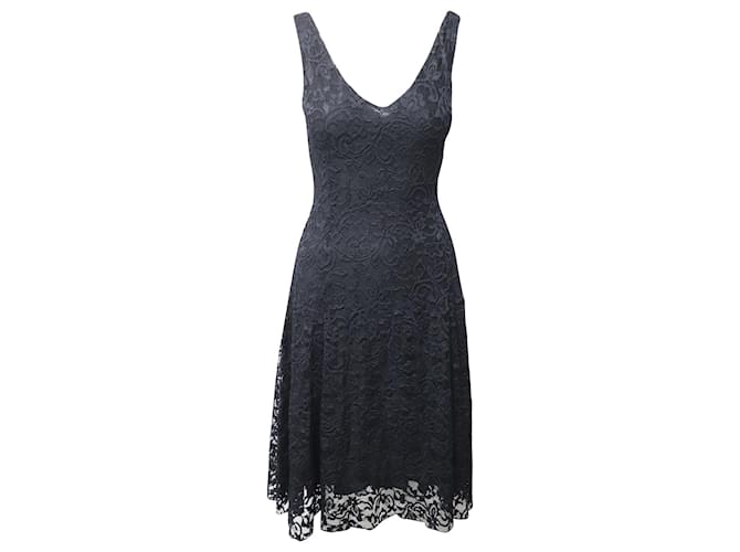 Ralph Lauren Lace A-Line Dress in Black Polyester  ref.1132039