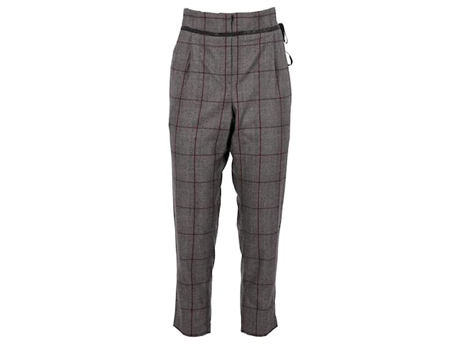 Brunello Cucinelli Plaid Trousers in Grey Wool  ref.1132046