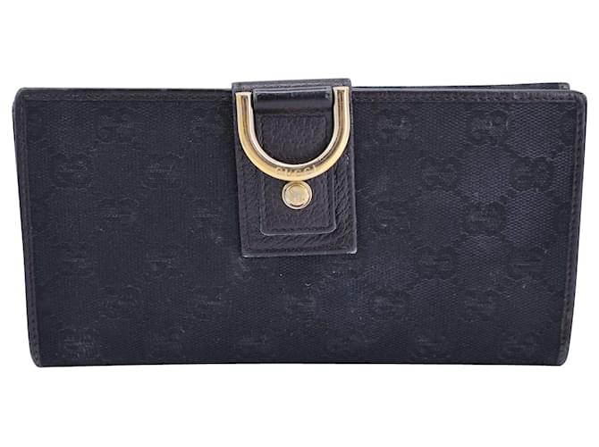 Gucci Continental-Geldbörse aus schwarzem GG-Canvas Leinwand  ref.1132049