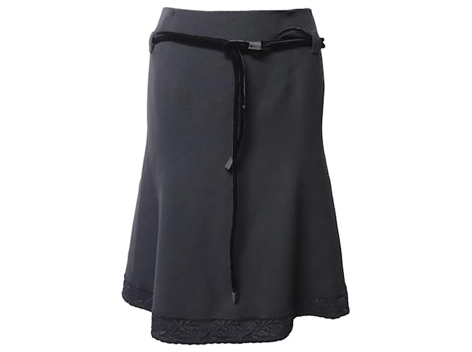 Falda con cinturón de invierno Emporio Armani en lana negra Negro  ref.1132059